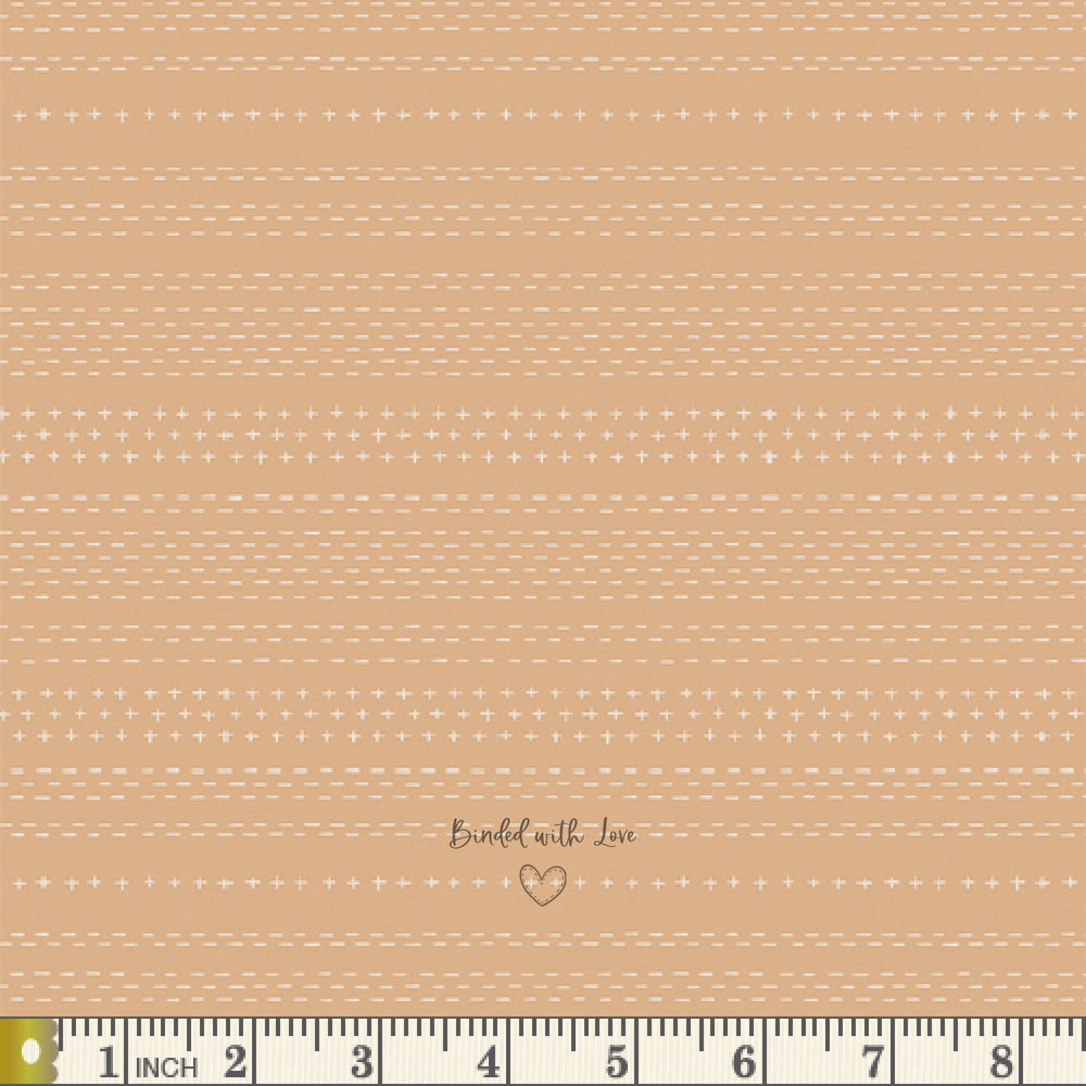 Sashiko Mending Tan ALW-22401 | All is Well by AGF Studio | Art Gallery Fabrics | Continuous Yardage | End of Bolt | Destash