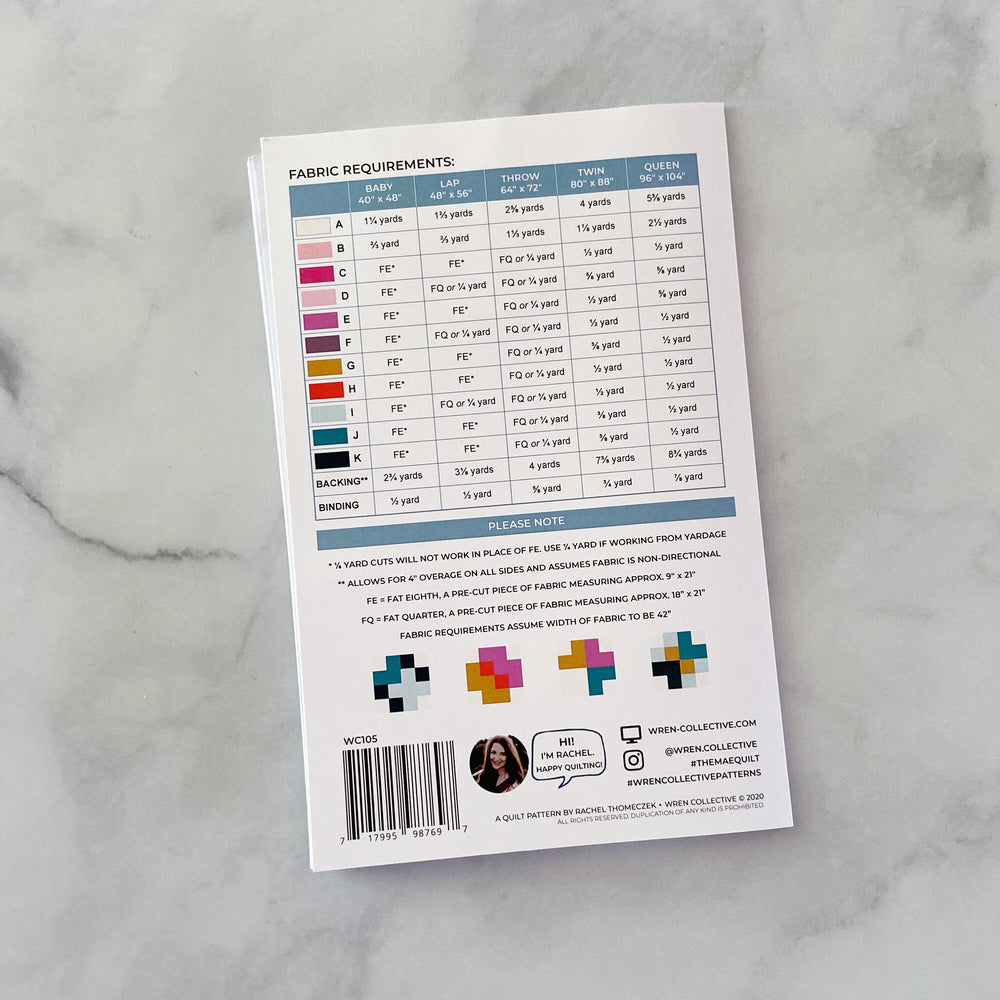 Mae Quilt by Wren Collective | Paper Pattern | Modern Quilt Pattern | Confident Beginner