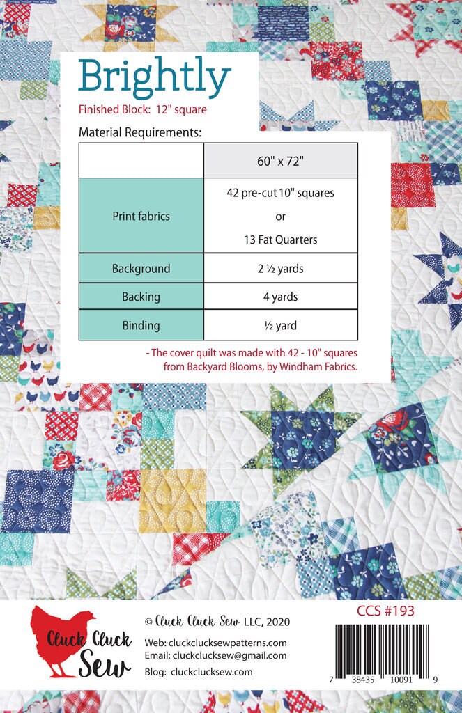 Brightly by Cluck Cluck Sew | Paper Pattern | Modern Quilt Pattern | Confident Beginner | Fat Quarter Friendly | Layer Cake Friendly