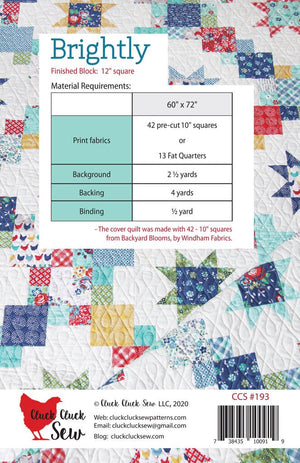 Brightly by Cluck Cluck Sew | Paper Pattern | Modern Quilt Pattern | Confident Beginner | Fat Quarter Friendly | Layer Cake Friendly
