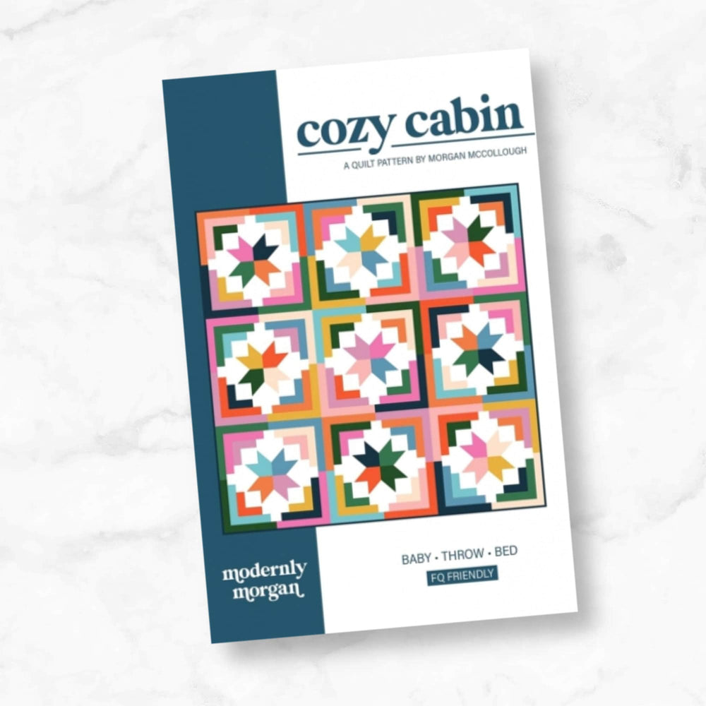 Cozy Cabin By Modernly Morgan | Paper Pattern | Modern Quilt Pattern | Advanced Beginner | Fat Quarter Friendly Quilt Pattern