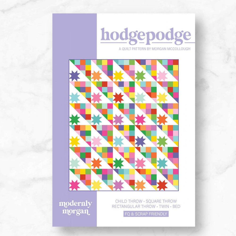 Hodgepodge By Modernly Morgan | Paper Pattern | Modern Quilt Pattern | Confident Beginner | Fat Quarter Friendly Quilt Pattern