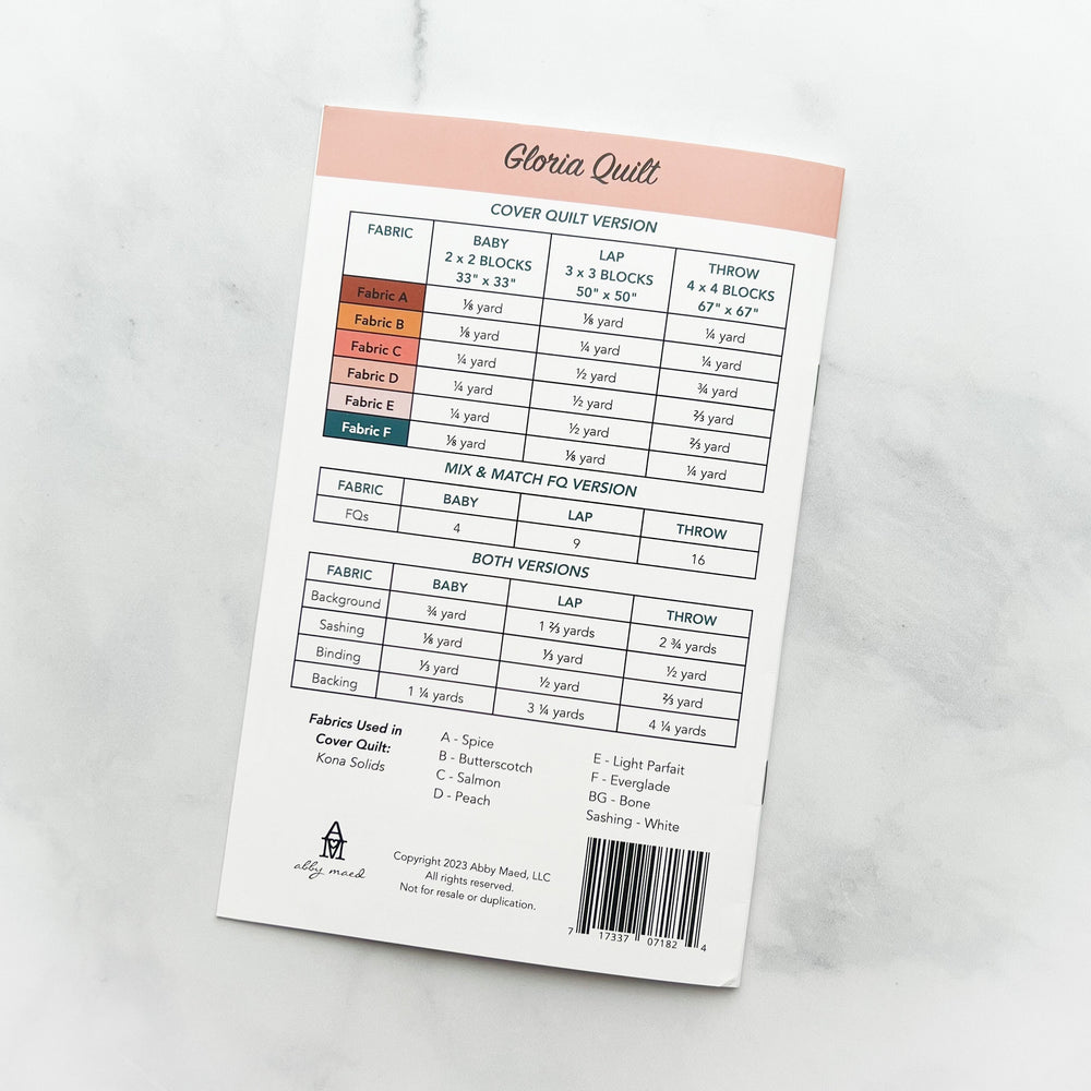 Gloria Quilt by Abby Maed | Paper Pattern | Modern Quilt Pattern | Confident Beginner | Fat Quarter Friendly
