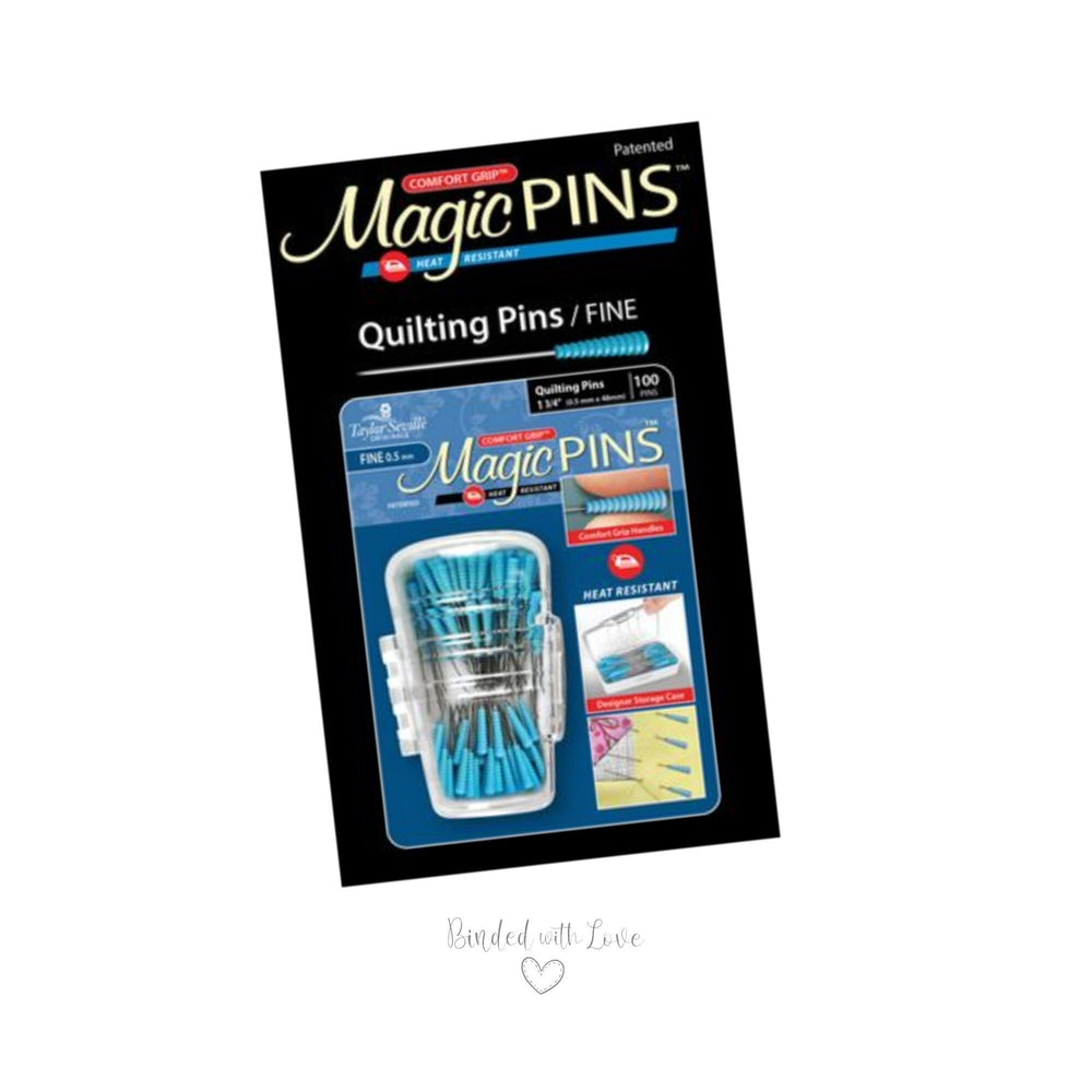 Magic Pins Quilting Fine with Comfort Grip | 100 Pins in Designer Storage Case | 1 3/4 inch long | Taylor Seville Originals