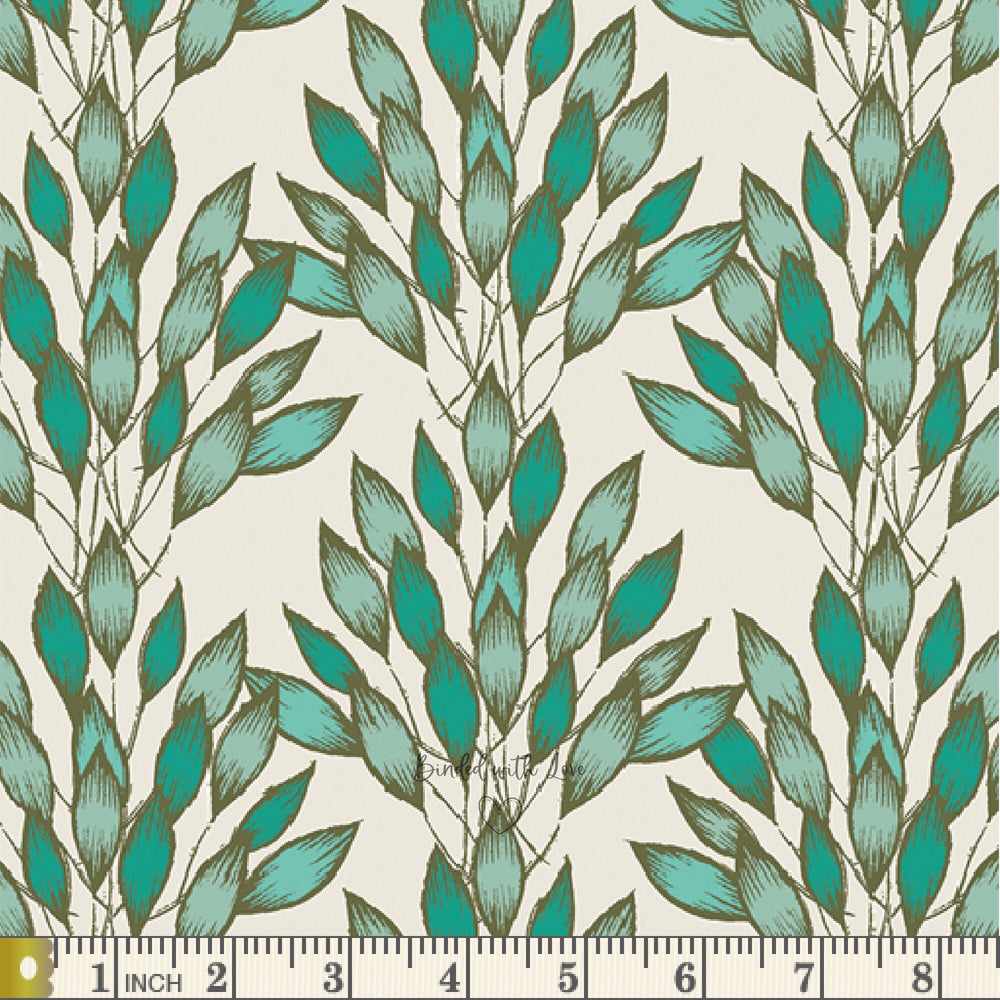 Brushed Leaves Jade HAV16400 | Haven by Amy Sinibaldi | Art Gallery Fabrics | Continuous Yardage | Quilting Fabric | End of Bolt | Destash