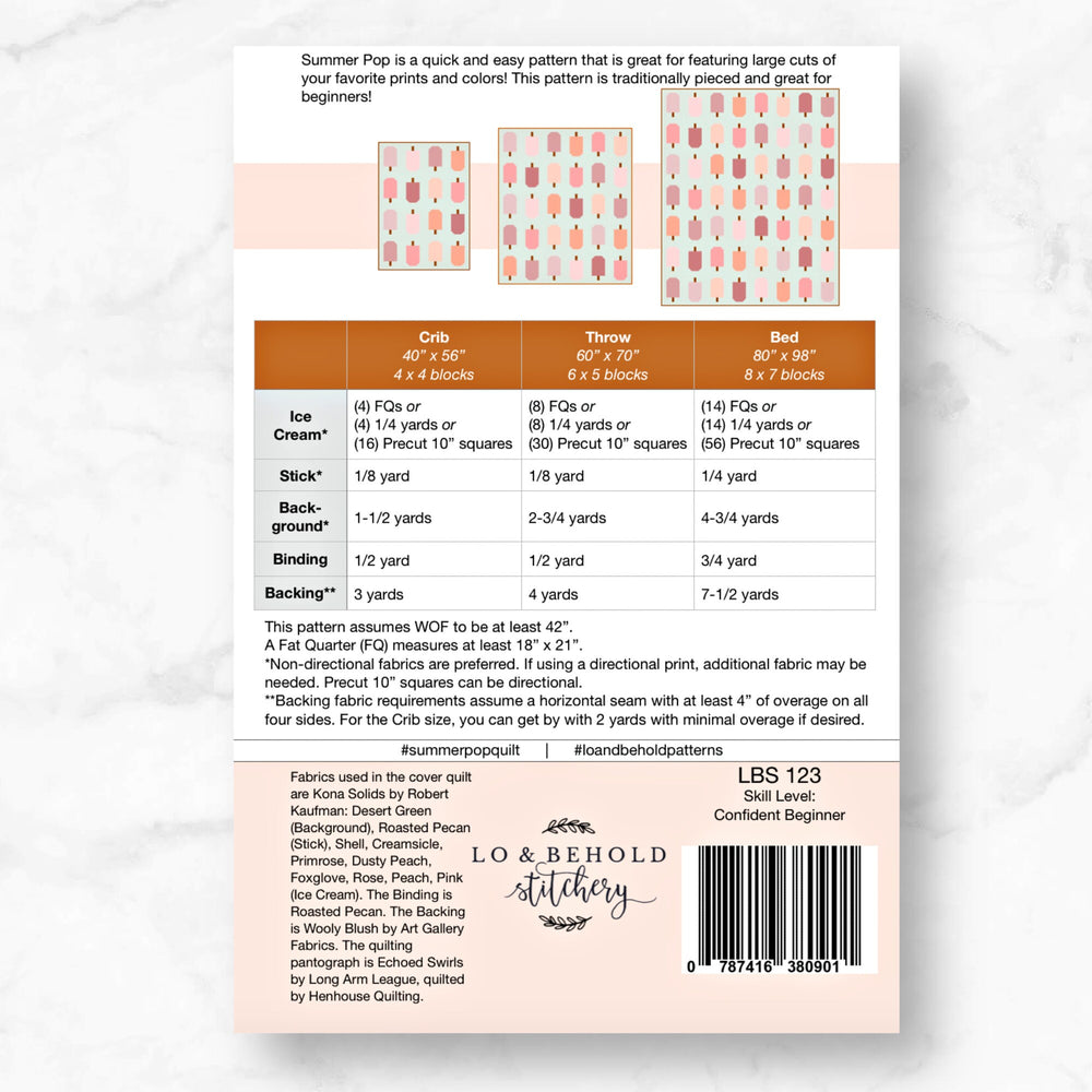 Summer Pop Quilt Pattern by Lo & Behold Stitchery | Paper Pattern | Baby Quilt Pattern | Throw Quilt Pattern | Modern Quilt Pattern