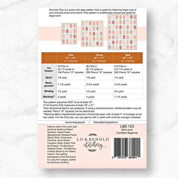 Summer Pop Quilt Pattern by Lo & Behold Stitchery | Paper Pattern | Baby Quilt Pattern | Throw Quilt Pattern | Modern Quilt Pattern
