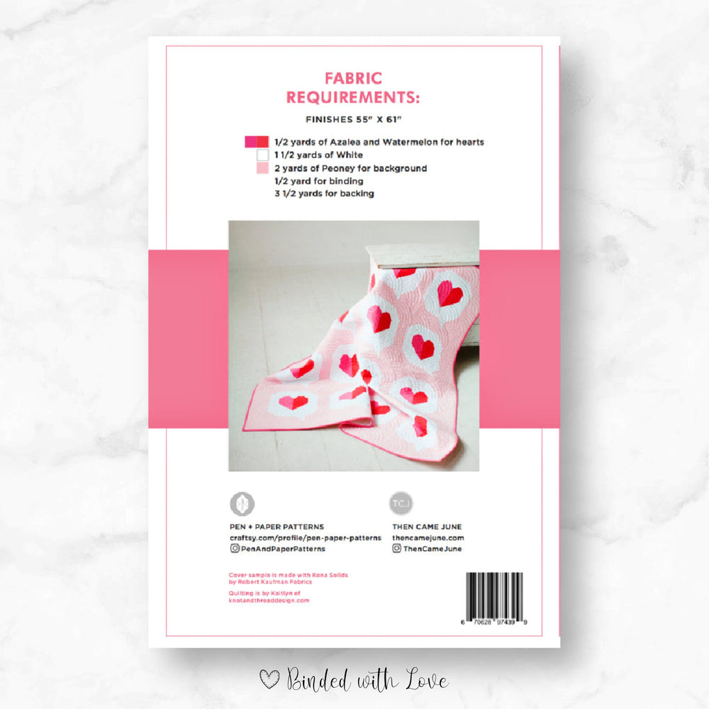 I Heart You Quilt Pattern by Then Came June & Pen + Paper Patterns| Paper Pattern | Modern Quilt Pattern | Confident Beginner Skill Level