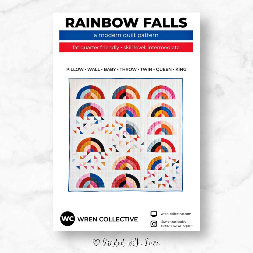 Rainbow Falls Quilt by Wren Collective | Paper Pattern | Modern Quilt Pattern | Intermediate Skill Leve| Fat Quarter Friendly