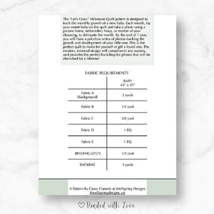 Let's Grow Quilt Pattern by Well Spring Designs Co | Paper Pattern | Modern Baby Quilt Pattern | Advanced Beginner | Milestone Quilt Pattern