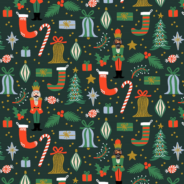 Deck the Halls Evergreen Metallic RP614-EV1M | Holiday Classics II by Rifle Paper Co | Quilting Cotton | Continuous Yardage | Fat Quarter