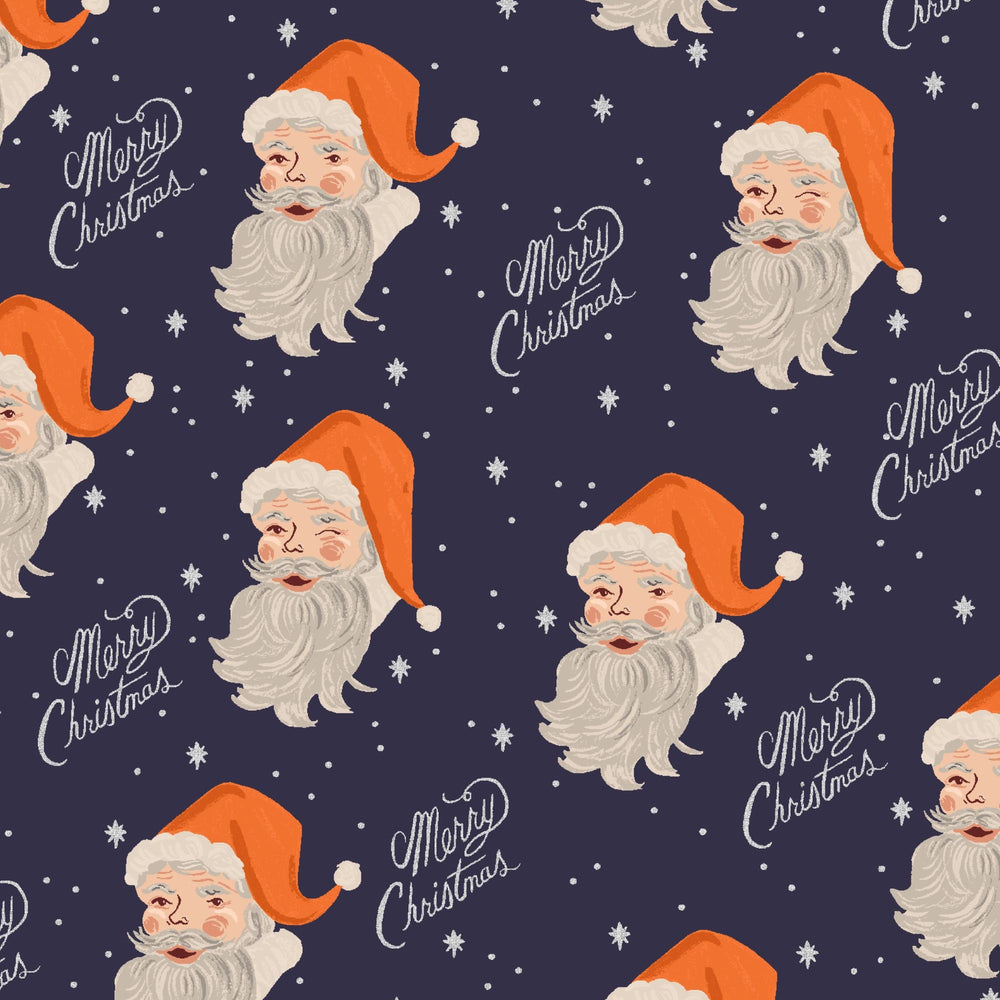 Santa Navy Metallic RP612-NA1M | Holiday Classics II by Rifle Paper Co | Quilting Cotton | Continuous Yardage | Fat Quarter