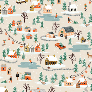 Holiday Village Cream RP603-CR3 | Holiday Classics II by Rifle Paper Co | Quilting Cotton | Continuous Yardage | Fat Quarter