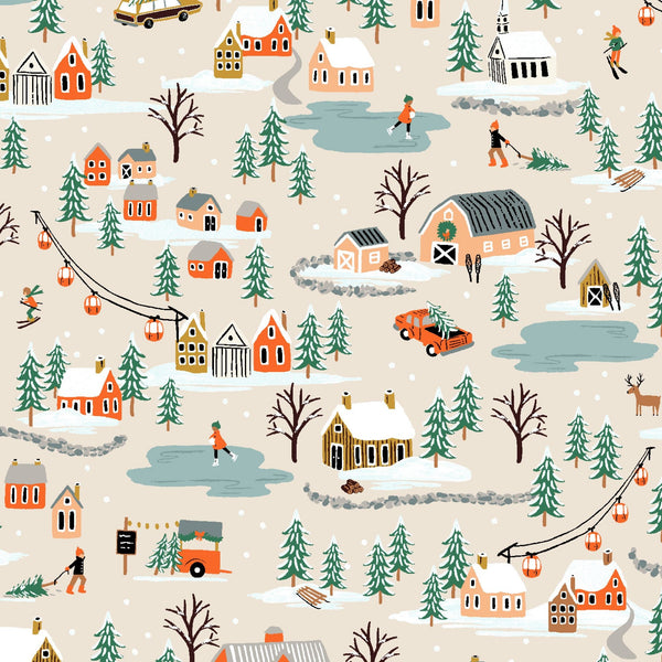 Holiday Village Cream RP603-CR3 | Holiday Classics II by Rifle Paper Co | Quilting Cotton | Continuous Yardage | Fat Quarter