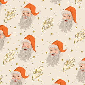 Santa Cream Metallic RP612-CR2M | Holiday Classics II by Rifle Paper Co | Quilting Cotton | Continuous Yardage | Fat Quarter