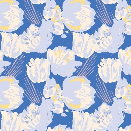 Cactus Flower Myrtle Blue LI200-MB3 | Arroyo Sol by Lissie Teehee | Cotton + Steel | Quilting Cotton | Yardage | End of Bolt | Destash