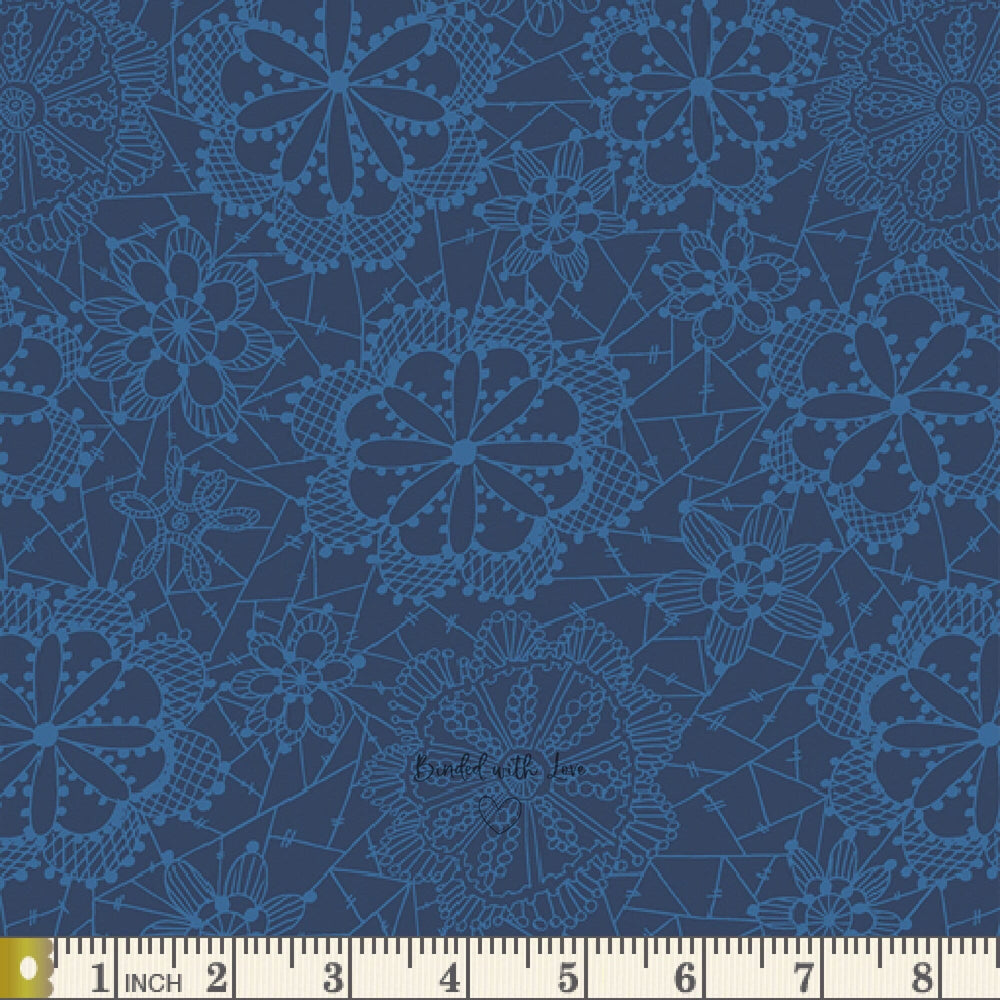Lace in Bloom Celestial TBL89513 | True Blue by Maureen Cracknell | Art Gallery Fabrics | Quilting Fabric | Continuous Yardage | Fat Quarter