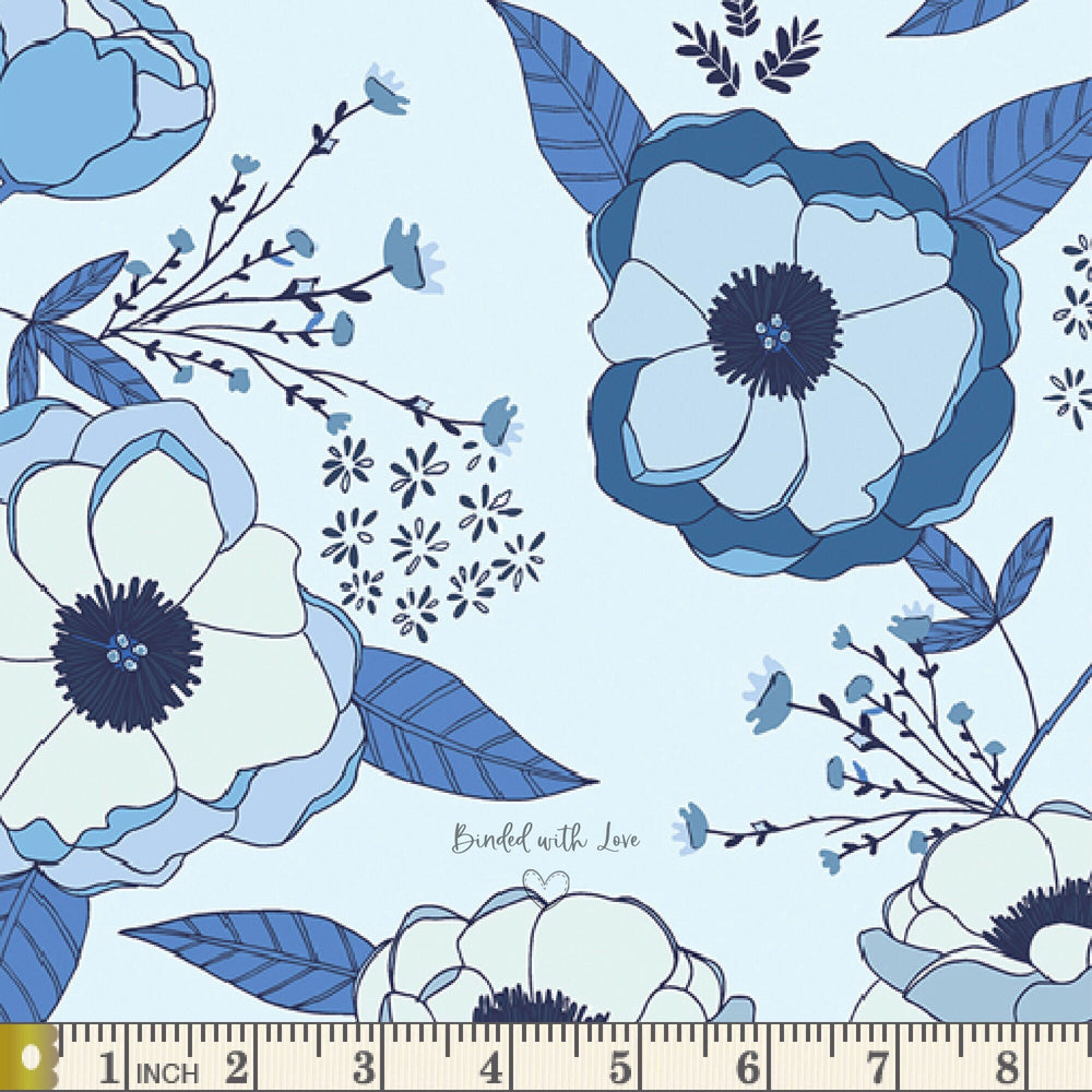 Sprinkled Peonies Azul TBL89503 | True Blue by Maureen Cracknell | Art Gallery Fabrics | Continuous Yardage | End of Bolt | Destash