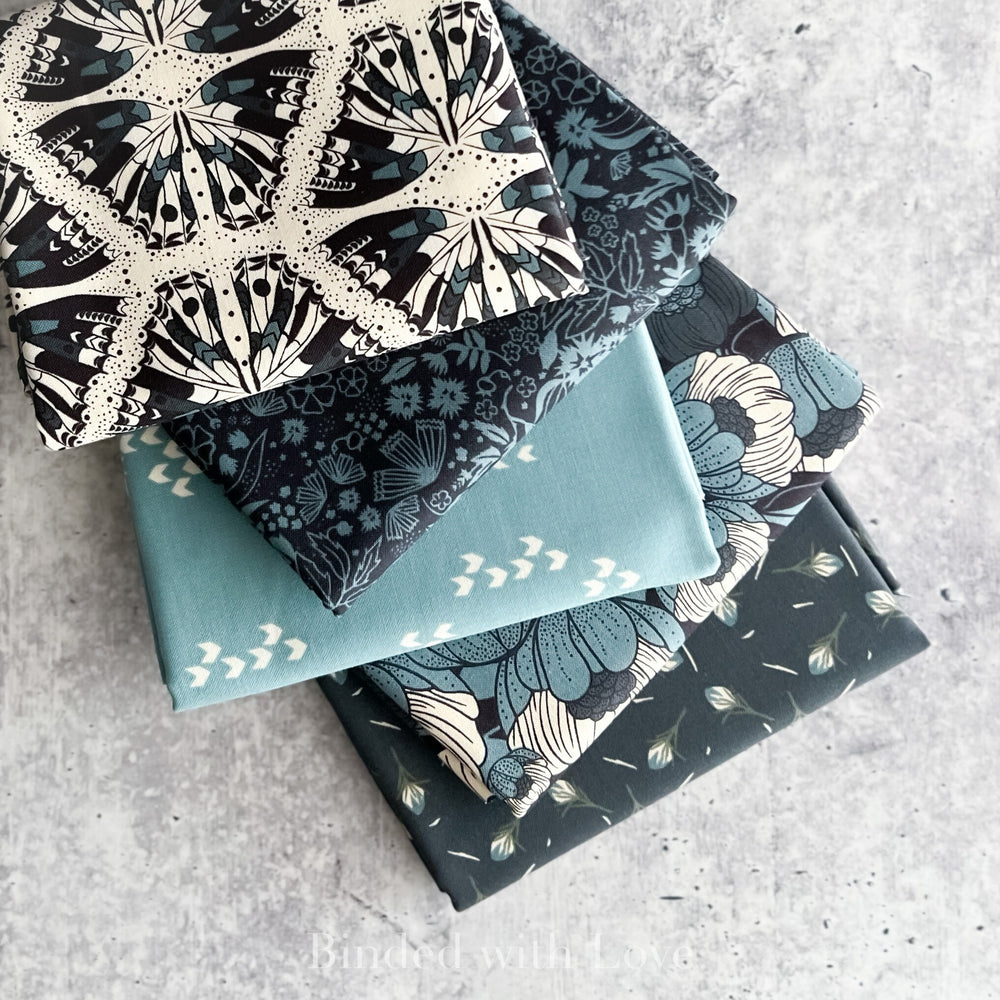 Scout Lake by Ash Cascade | 5 Prints in Blue Colorway | Cotton + Steel | Fat Quarter Bundle | Half Yard Quilting Bundle