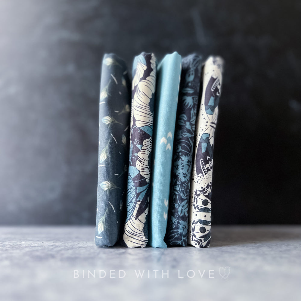 Scout Lake by Ash Cascade | 5 Prints in Blue Colorway | Cotton + Steel | Fat Quarter Bundle | Half Yard Quilting Bundle