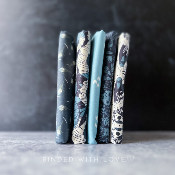 Scout Lake by Ash Cascade | 5 Prints in Blue Colorway | Cotton + Steel | Fat Quarter Bundle | Half Yard Quilting Bundle
