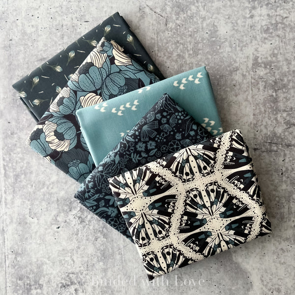 Scout Lake by Ash Cascade | 5 Prints in Blue Colorway | Cotton + Steel | Fat Quarter Bundle | Half Yard Quilting Bundle