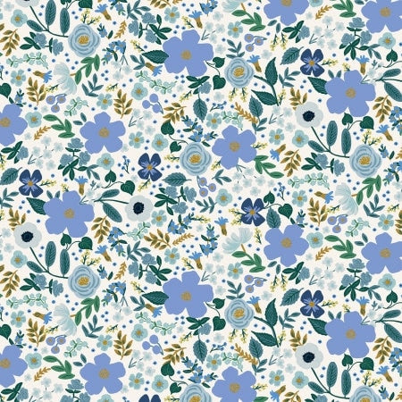 Wild Rose Blue RP303-BL6M | Garden Party by Rifle Paper Co | Cotton + Steel | Continuous Yardage | Fat Quarter