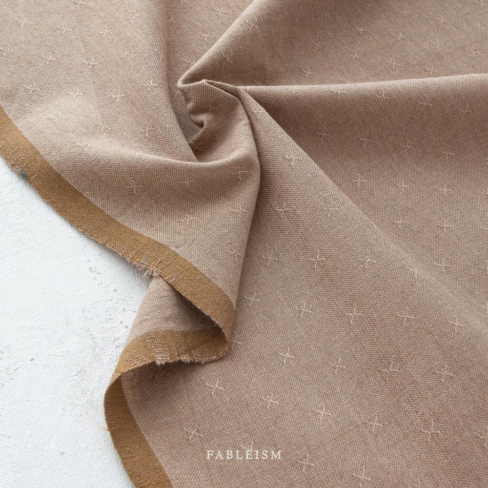 Cremini FSW-03-CREMINI | Sprout Woven by Fableism Supply Co. | Continuous Yardage | Fat Quarter | Cotton Yarn Dyed Wovens