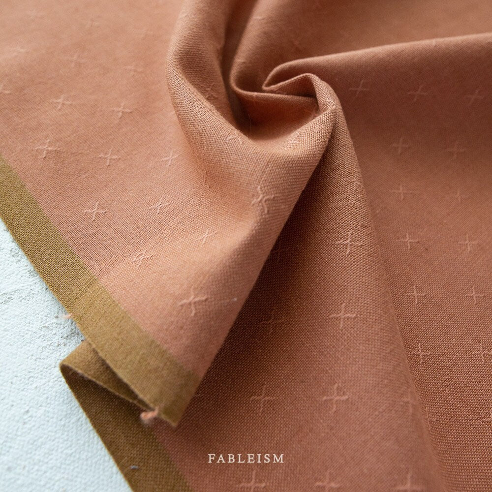Terracotta FSW-095-TERRACOTTA | Sprout Woven by Fableism Supply Co. | Continuous Yardage | Fat Quarter | Cotton Yarn Dyed Wovens