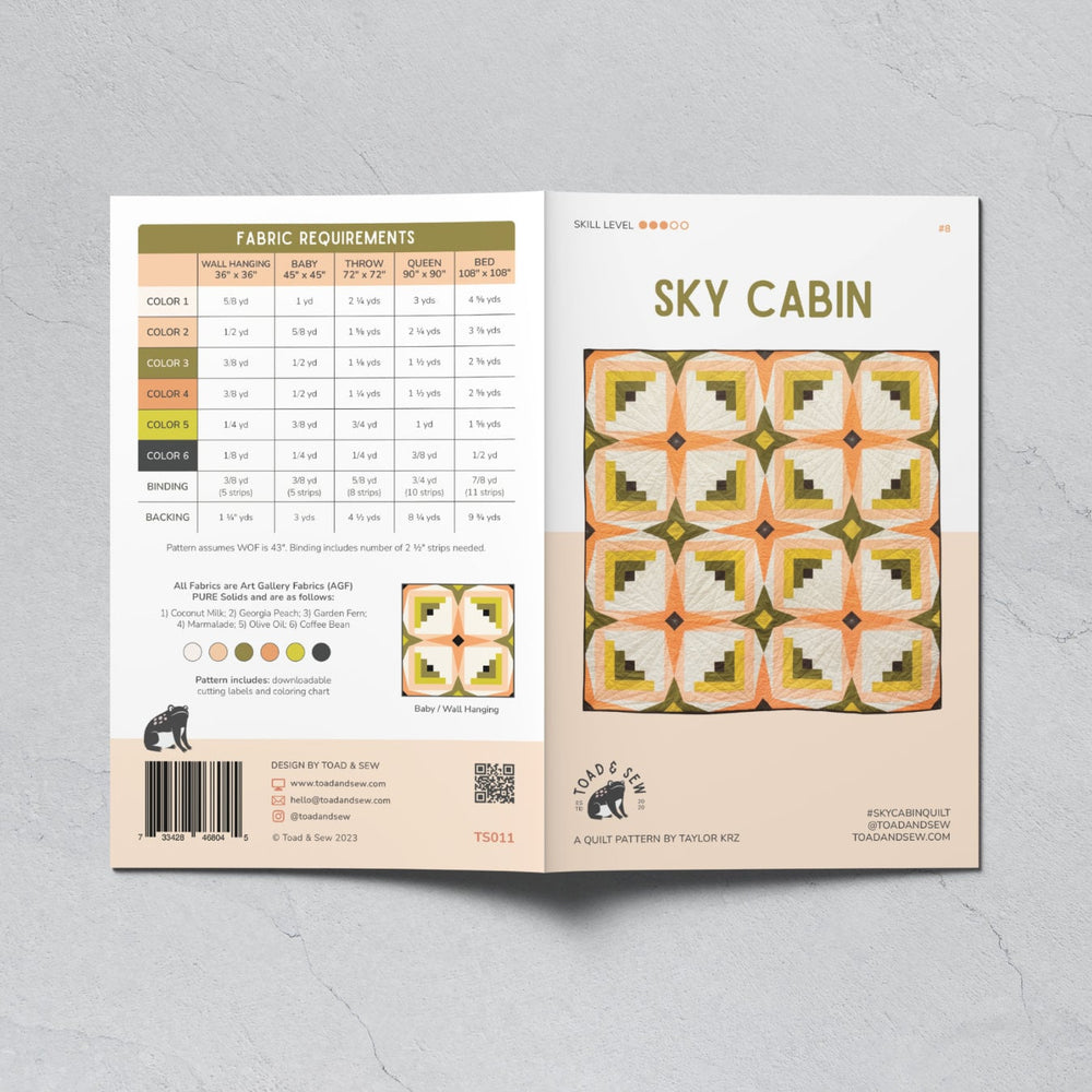 Sky Cabin Quilt by Toad & Sew | Paper Quilt Pattern | Intermediate Skill Level Quilt Pattern | Modern Quilt Pattern