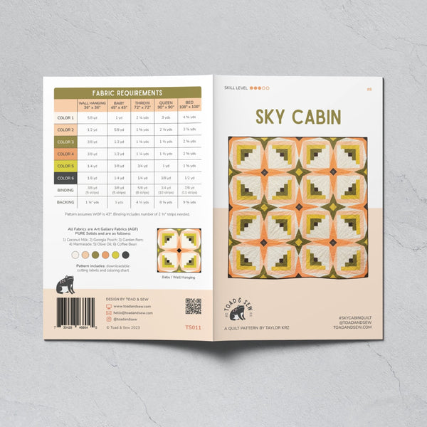Sky Cabin Quilt by Toad & Sew | Paper Quilt Pattern | Intermediate Skill Level Quilt Pattern | Modern Quilt Pattern