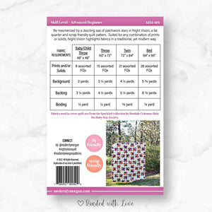 Night Vision Quilt By Modernly Morgan | Paper Pattern | Modern Quilt Pattern | Confident Beginner | Fat Quarter Friendly Quilt Pattern