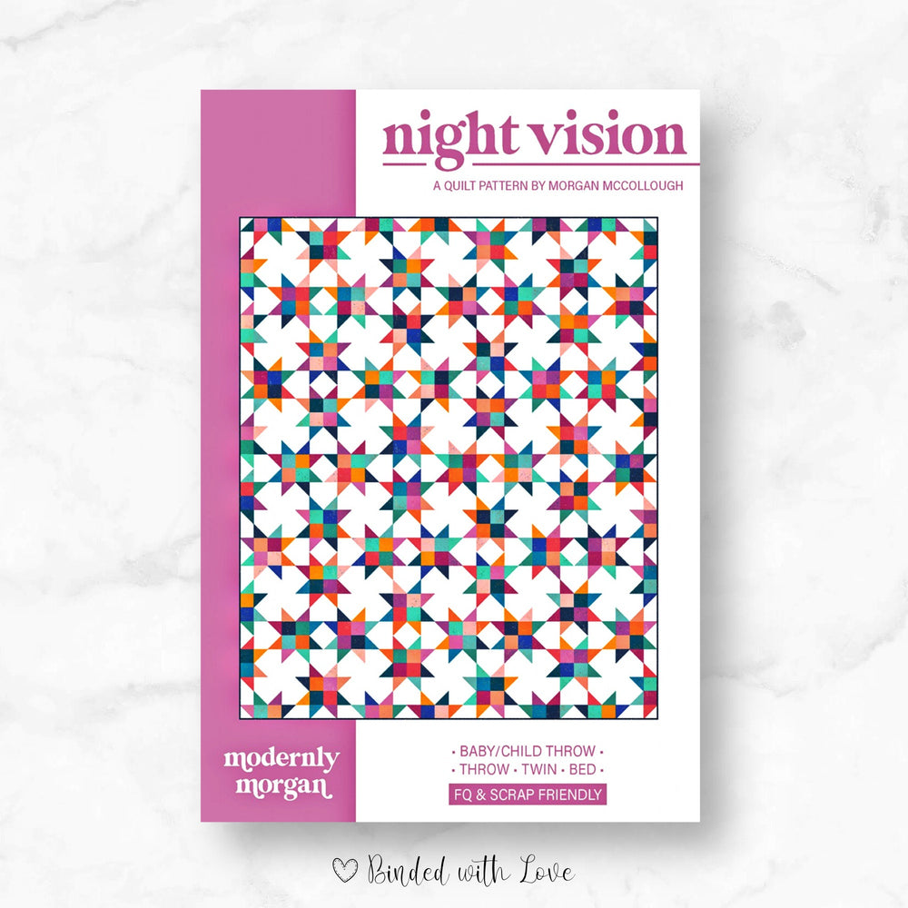 Night Vision Quilt By Modernly Morgan | Paper Pattern | Modern Quilt Pattern | Confident Beginner | Fat Quarter Friendly Quilt Pattern