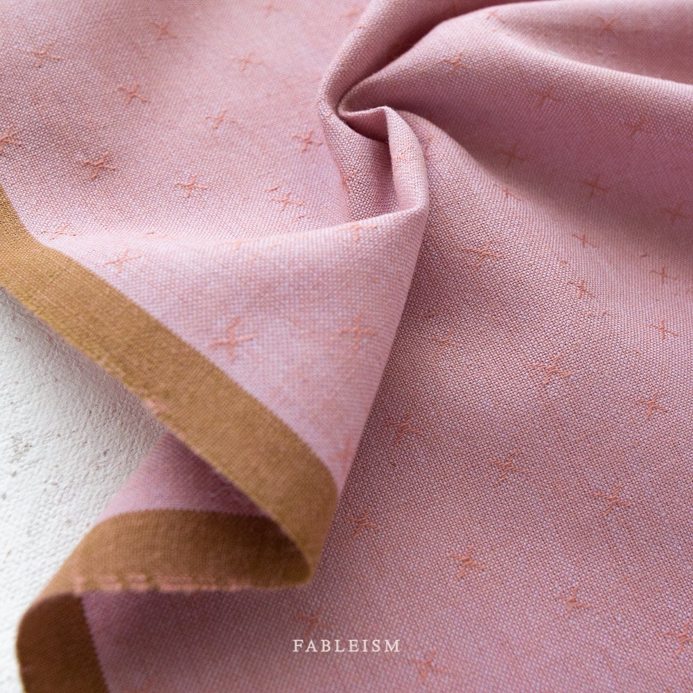 Pansy Pink FSW-125-PANSY-PINK | Sprout Woven by Fableism Supply Co. | Continuous Yardage | Fat Quarter | Cotton Yarn Dyed Wovens