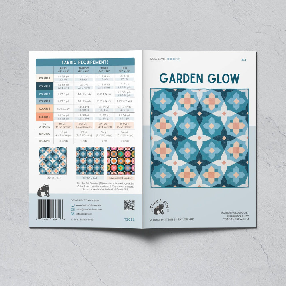 Garden Glow Quilt by Toad & Sew | Paper Quilt Pattern | Intermediate Skill Level Quilt Pattern | Modern Quilt Pattern