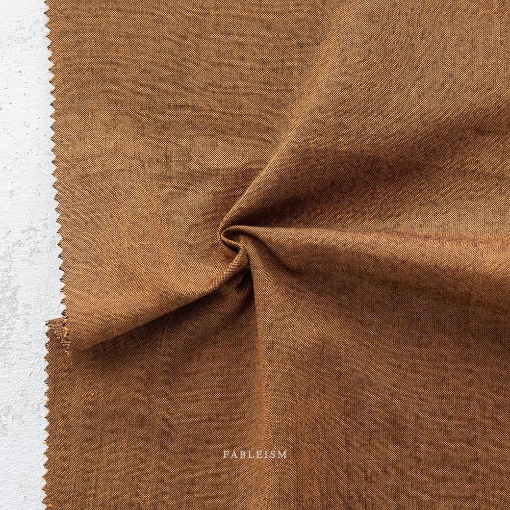Amber ECW-NOC-06-AMBER | Everyday Chambray Nocturne by Fableism Supply Co. | Continuous Yardage | Fat Quarter | Cotton Yarn Dyed Wovens