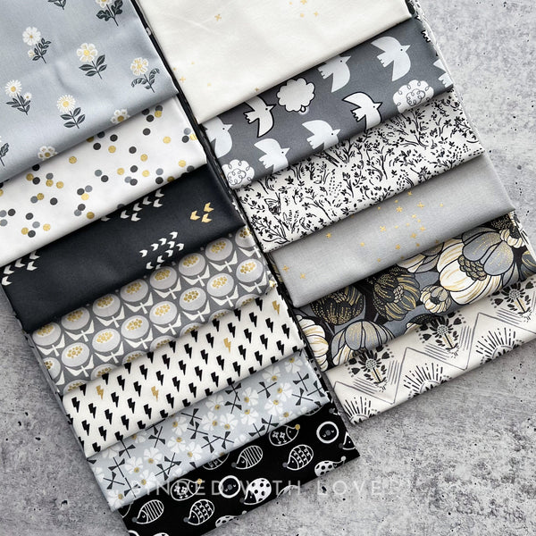 Early Twilight Collaborative Collection | 13 Metallic Prints | Cotton + Steel | Quilting Bundle | January Toad Spo
