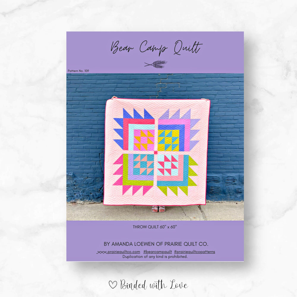 Bear Camp Quilt Pattern by Prairie Quilt Co. | Paper Pattern | Confident Beginner Quilt Pattern | Modern Quilt Pattern
