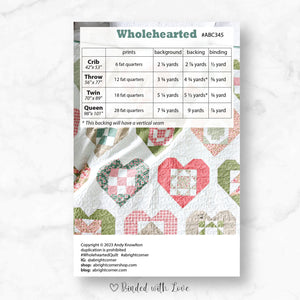 Wholehearted Quilt Pattern by A Bright Corner | Paper Pattern | Confident Beginner Skill Quilt Pattern | Modern Quilt Pattern