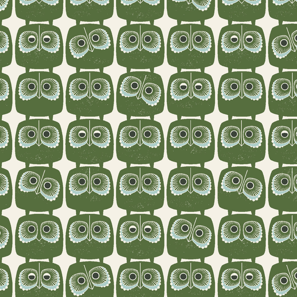 Nosey Owl Olive LV801-OL1 | Sweet Floral Scent by Loes van Oosten | Cotton + Steel | Continuous Yardage | Fat Quarter
