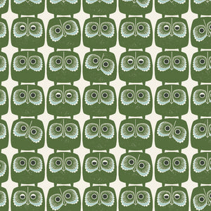 Nosey Owl Olive LV801-OL1 | Sweet Floral Scent by Loes van Oosten | Cotton + Steel | Continuous Yardage | Fat Quarter