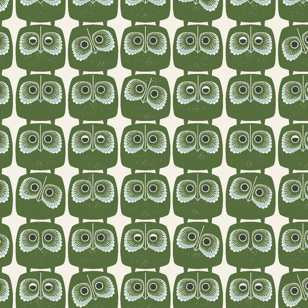 Nosey Owl Olive LV801-OL1 | Sweet Floral Scent by Loes van Oosten | Cotton + Steel | Continuous Yardage | Fat Quarter