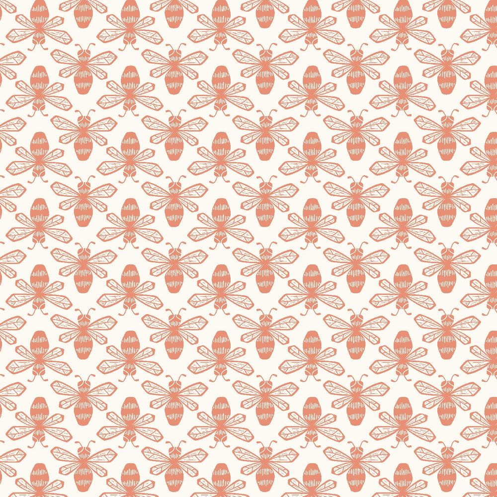 Bee Coral LV802-CO2 | Sweet Floral Scent by Loes van Oosten | Cotton + Steel | Continuous Yardage | Fat Quarter