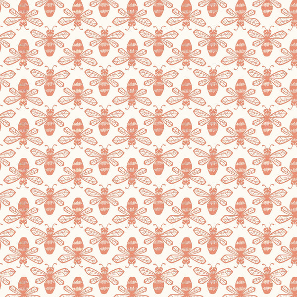 Bee Coral LV802-CO2 | Sweet Floral Scent by Loes van Oosten | Cotton + Steel | Continuous Yardage | Fat Quarter