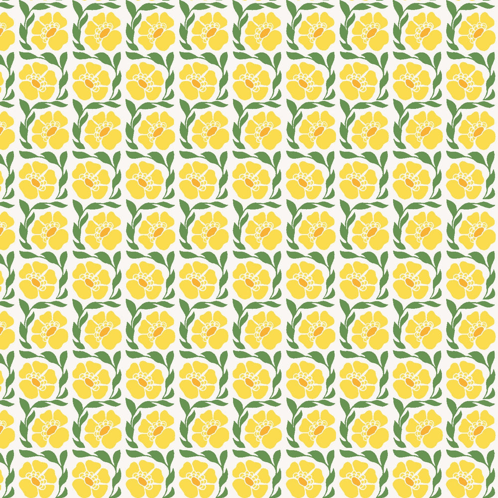 Fragrant Yellow LV803-YE3 | Sweet Floral Scent by Loes van Oosten | Cotton + Steel | Continuous Yardage | Fat Quarter