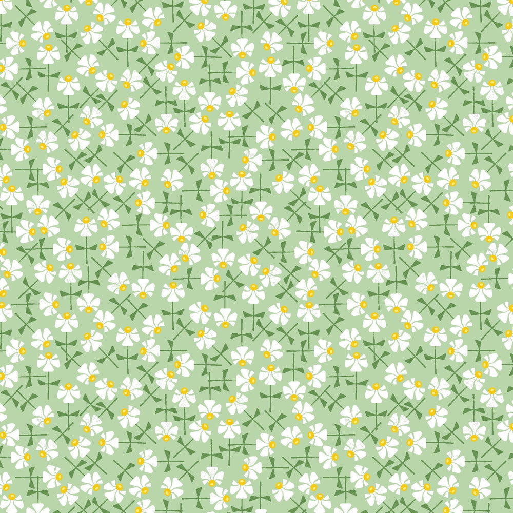 Flowery Green LV805-GR1 | Sweet Floral Scent by Loes van Oosten | Cotton + Steel | Continuous Yardage | Fat Quarter