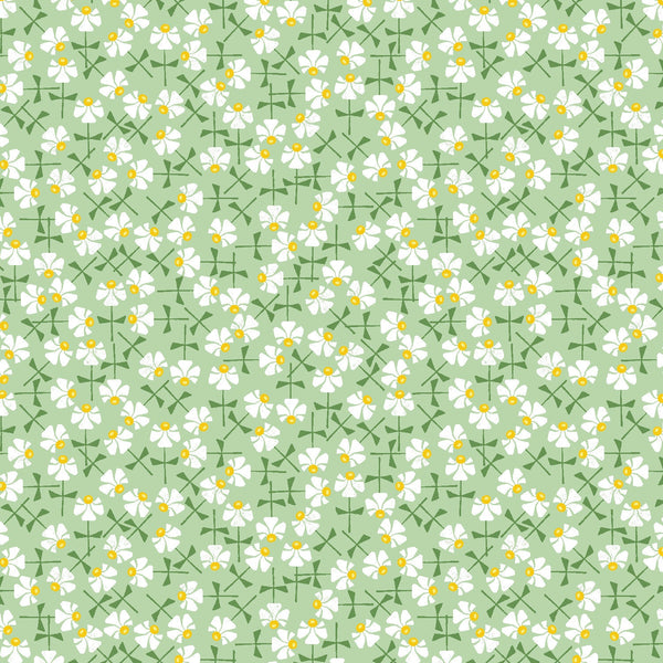Flowery Green LV805-GR1 | Sweet Floral Scent by Loes van Oosten | Cotton + Steel | Continuous Yardage | Fat Quarter