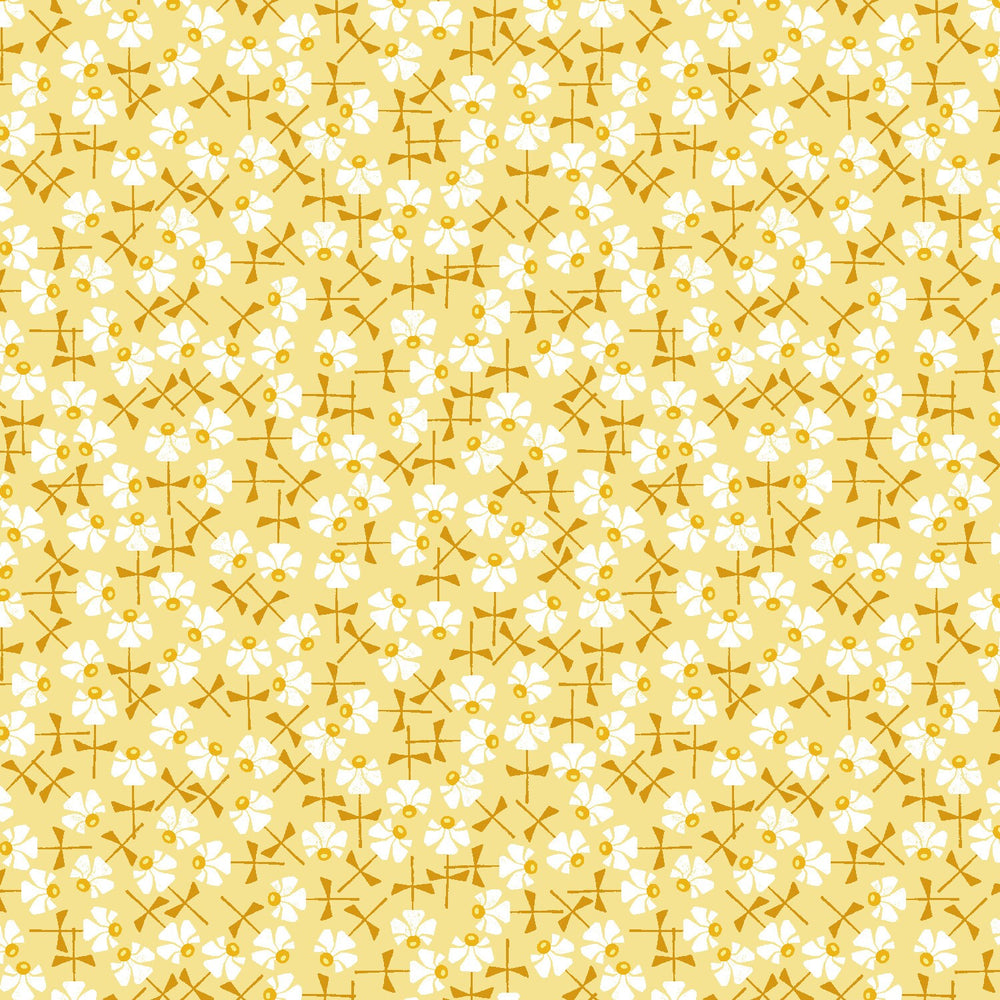 Flowery Yellow LV804-YE3 | Sweet Floral Scent by Loes van Oosten | Cotton + Steel | Continuous Yardage | Fat Quarter