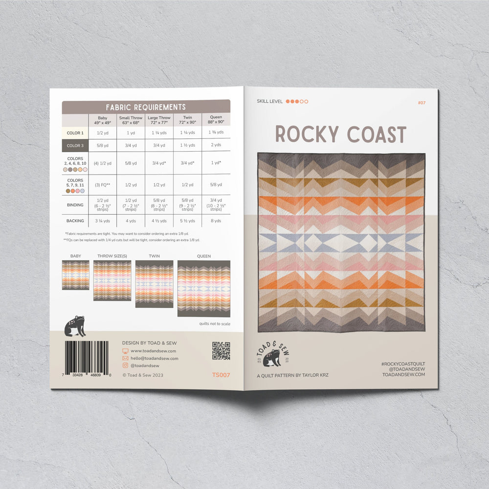 Rocky Coast Quilt Pattern by Toad & Sew | Paper Quilt Pattern | Confident Beginner Quilt Pattern