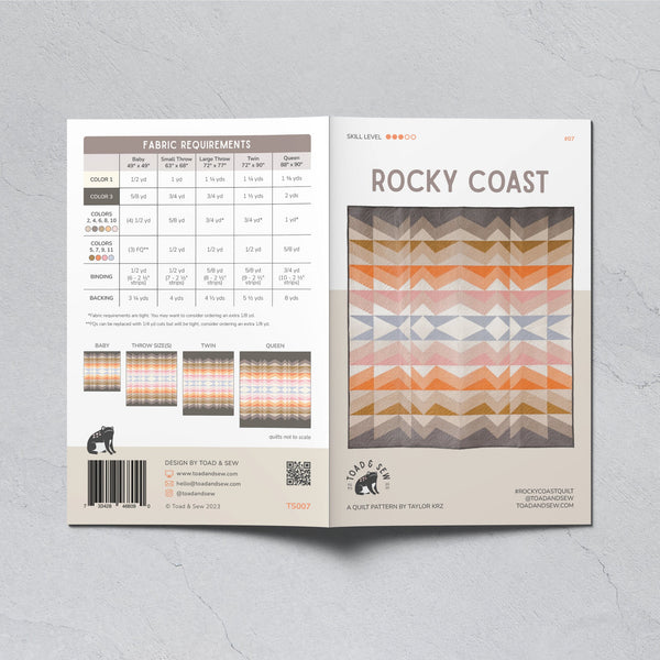 Rocky Coast Quilt Pattern by Toad & Sew | Paper Quilt Pattern | Confident Beginner Quilt Pattern